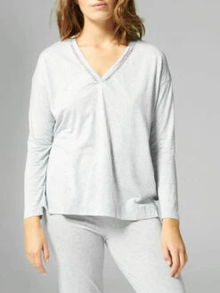 Brume Long Sleeve Night Top - Mineral Grey