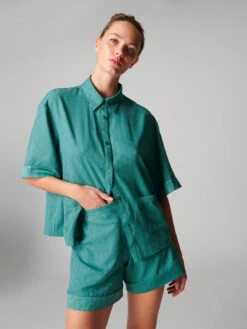 Caprice Short Sleeve Night Shirt - Boreal Green -SIMONE PERELE Sales 1 1A7957 651 1 d8419109 858a 4c7d 90b5 b7116ffdef27