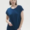 Aurore Short Sleeve Night Top - Poseidon Blue